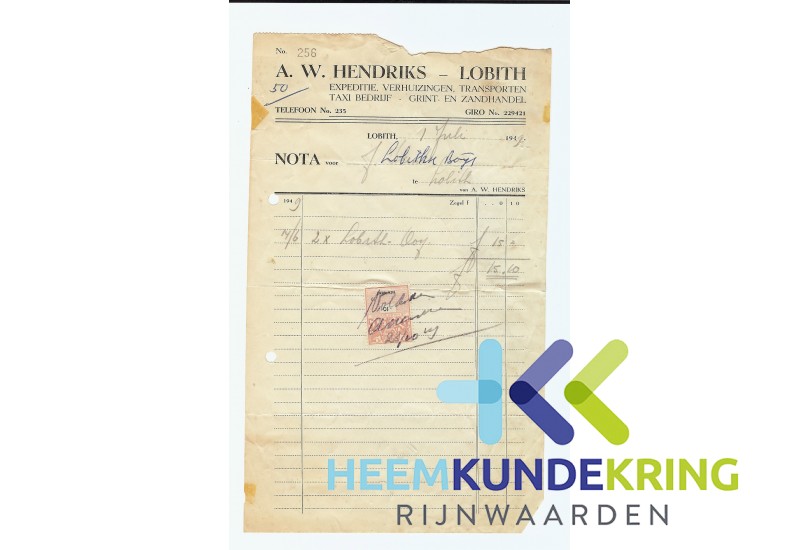 Nota L.Boys -Hendriks Bus vervoer 1949